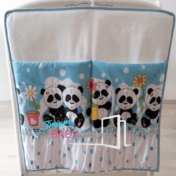 Süßer Panda blaue Betttasche für Babybett