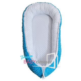 Premium blau gepunktet Minky Babynestchen