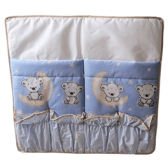 Betttasche Moony Teddy fürs Babybett blau