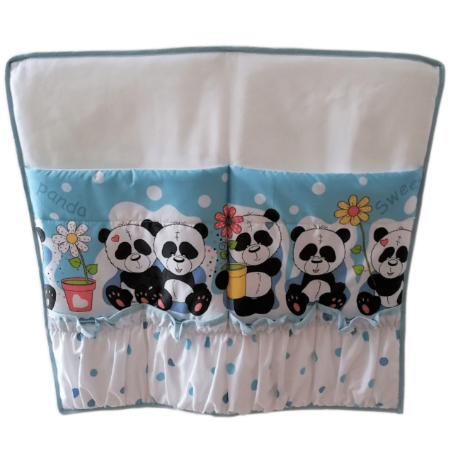 Betttasche Süßer Panda fürs Babybett blau